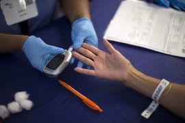 one receives a test for diabetes at a free of charge medical center in l . a ., Ca. Picture by Mario Anzuoni /Reuters