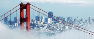 golden gate & san francisco bay area under fog